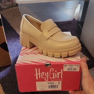 "KEEPER" Ivory Loafers with Rugged Sole-Hey Girl By Corkys SZ 8
